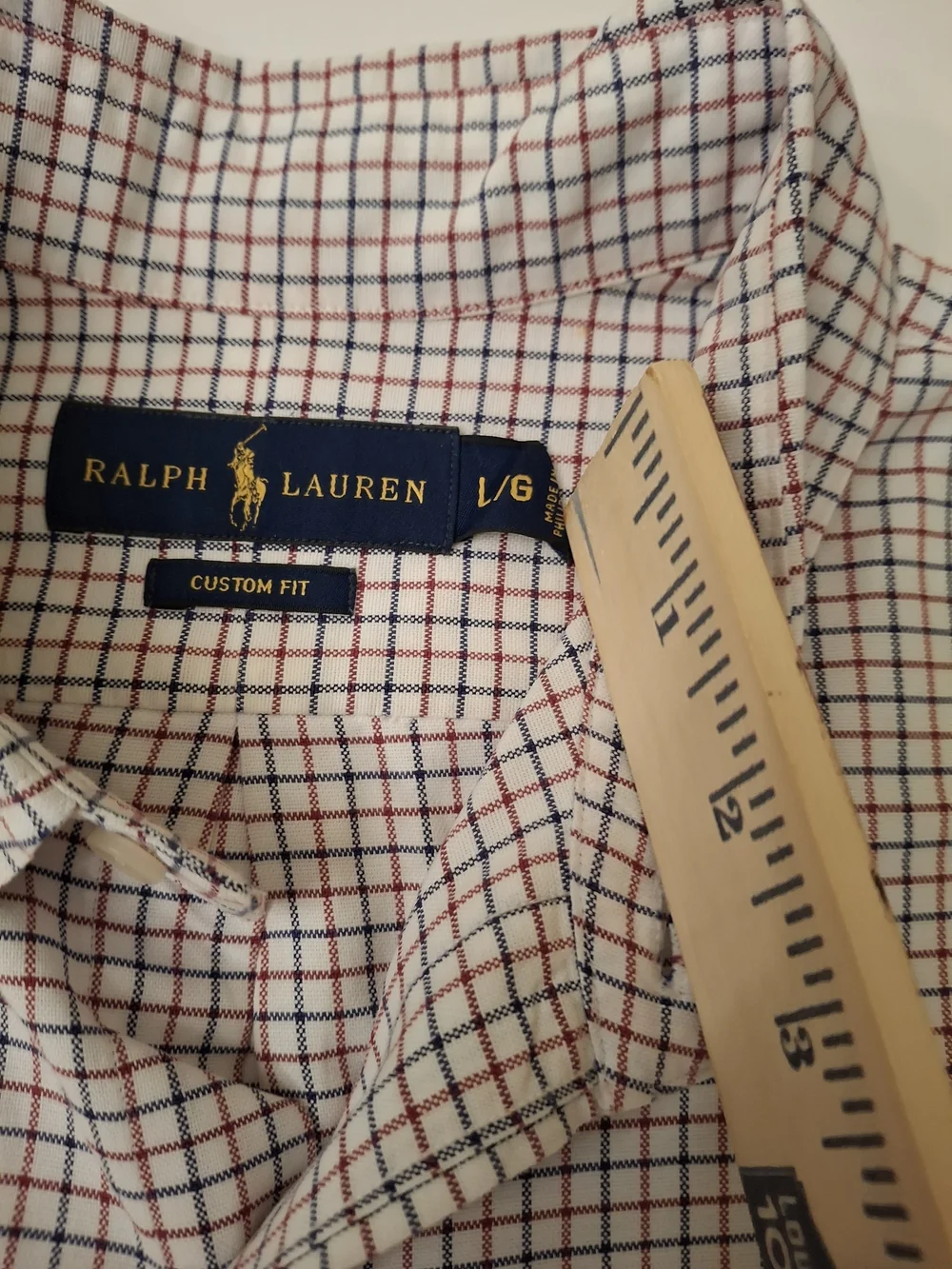 Ralph Lauren Men’s Button-Down Plaid Shirt - White with Navy & Red Check